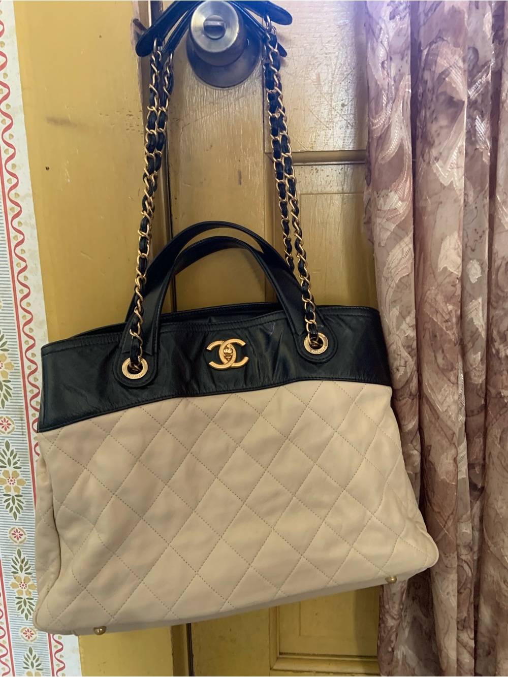 CHANEL Beige Quilted Leather In The Mix Tote